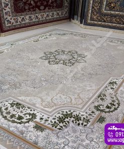 فرش طرح ترنم فیلی با ترنج سبز