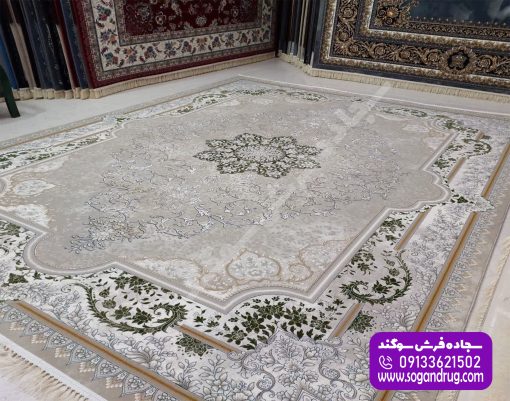فرش طرح ترنم فیلی با ترنج سبز