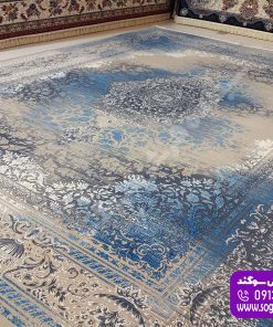 فرش طرح وینتیج آبی