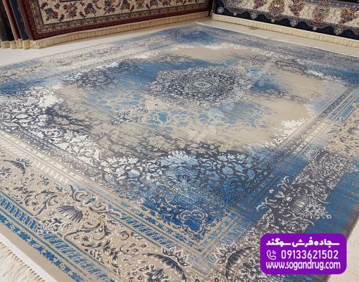 فرش طرح وینتیج آبی