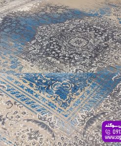 فرش طرح وینتیج آبی