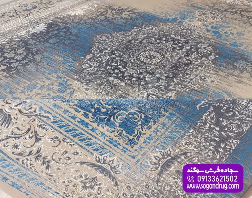 فرش طرح وینتیج آبی