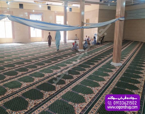 سجاده فرش محرابی سلیمان سبز