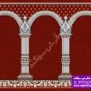 سجاده فرش ترنج لاکی، فرش سجاده‌ای طرح محرابی ستون‌دار رنگ لاکی برای مسجد